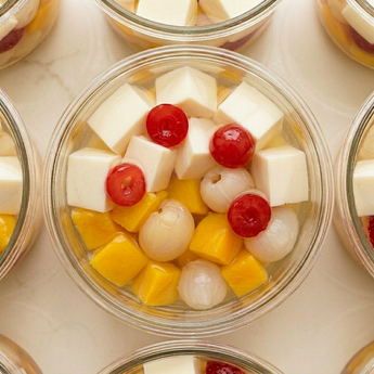 Almond Float with Mixed Fruit
